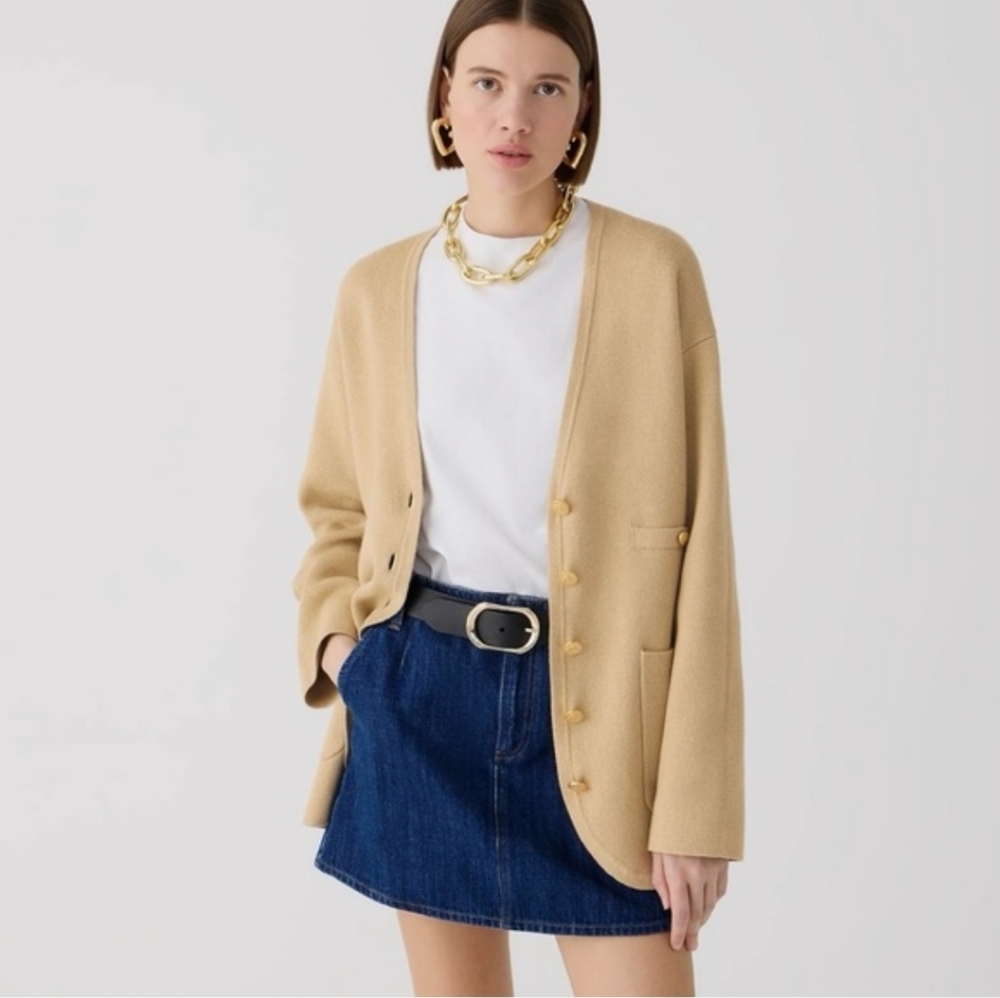 J Crew Sweater Blazer V Neck Cotton Old Money Quiet Luxury Structured Size M